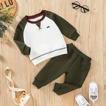 Infant and child casual long sleeve vests pants two-piece set