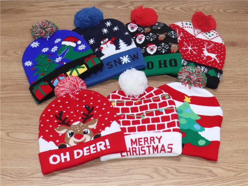 Christmas Decorations Adult Children's Luminous Knitted Christmas Hat