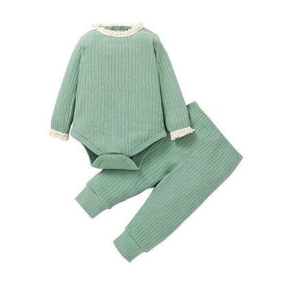 Baby Solid Color Climbing Suit Two-piece Set