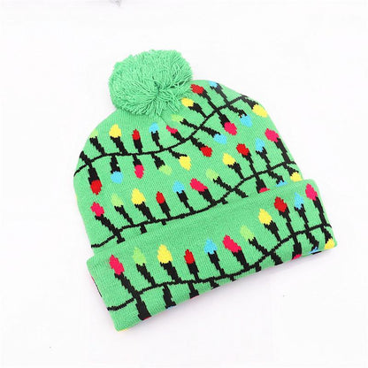 Christmas Decorations Adult Children's Luminous Knitted Christmas Hat