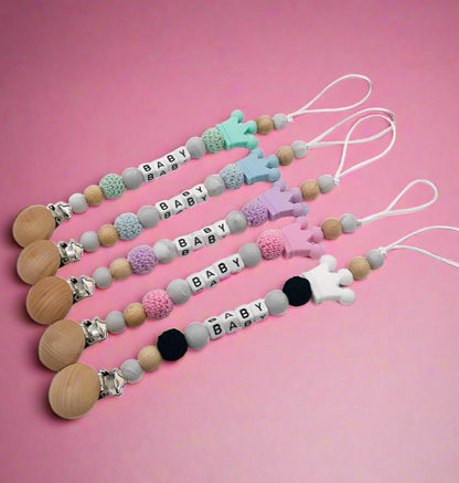 Silicone Crown Pacifier Clip Baby Teether Toy Anti-drop Chain