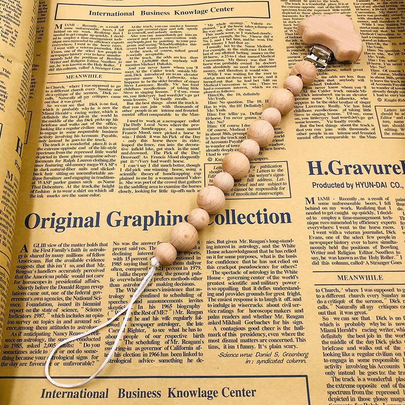 Baby Soothing Nipple Clip Beech Wood Nipple Anti-drop Chain