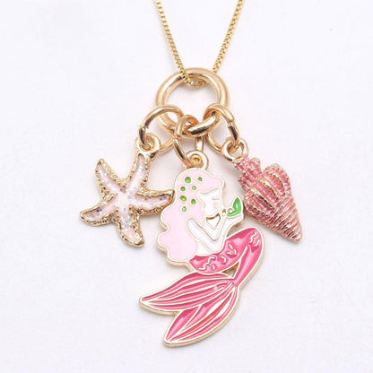 Oil dripping Mermaid Pendant Chain Necklace