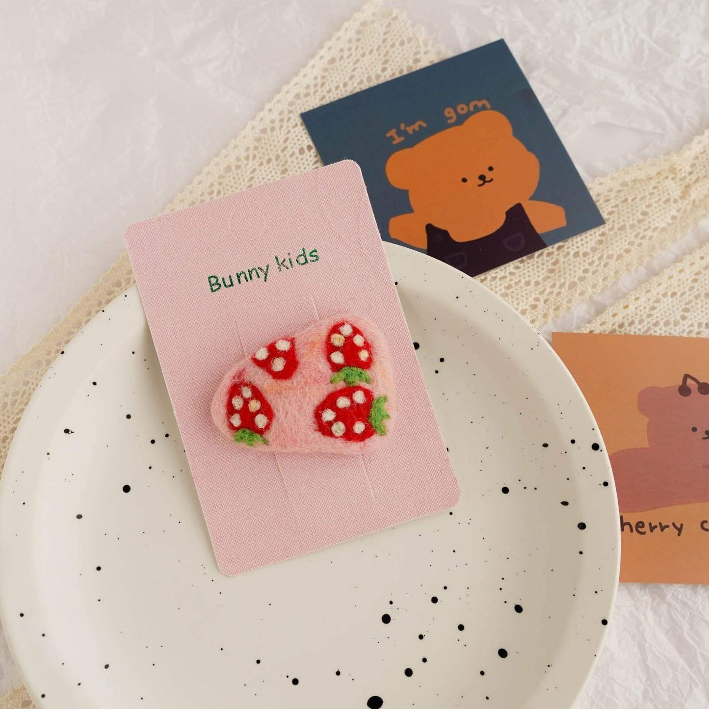 Children's Felt Triangle Strawberry Hairpin