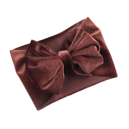 Simple Solid Color Bow Headband Baby Velvet Hair Band