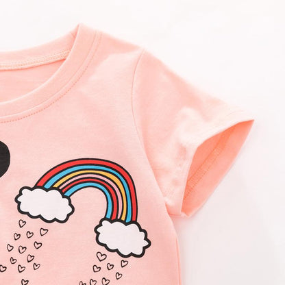 Children's Short Sleeved Children's T-shirt Cotton Round Neck Girls' T-shirt