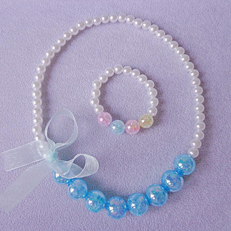 Clothing Ribbon Bow Accessories Children's Necklace Bracelet Set