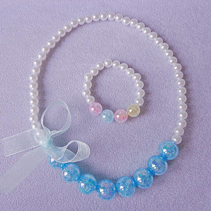 Clothing Ribbon Bow Accessories Children's Necklace Bracelet Set
