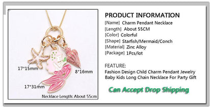Oil dripping Mermaid Pendant Chain Necklace