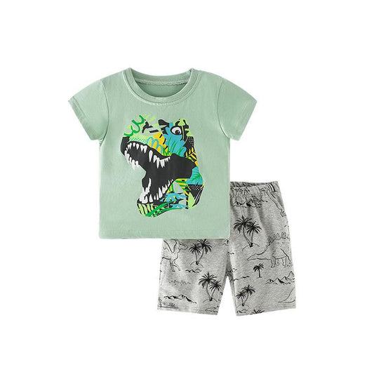 Cotton printed T-shirt Terry shorts children's set