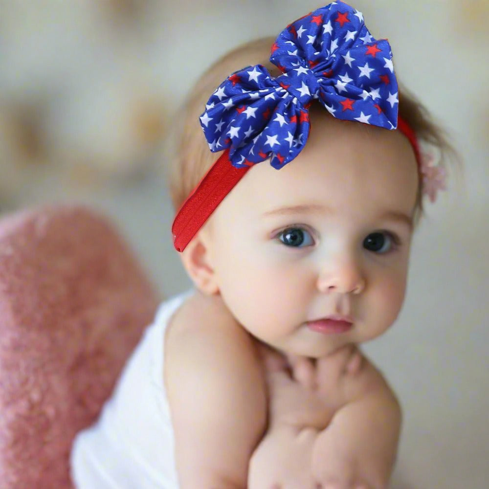 Baby Fourth of July Star Pattern Bow Headband