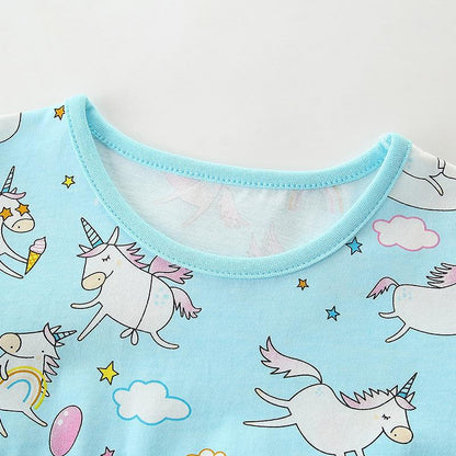 Cotton princess skirt cartoon printed sleeved children's skirt