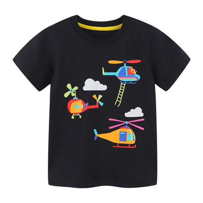 Boys' short sleeve T-shirt cartoon round neck printed children