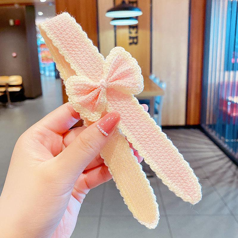 Bow Velcro Hair Hoop Girl's Knitted Wool Hair Accessories