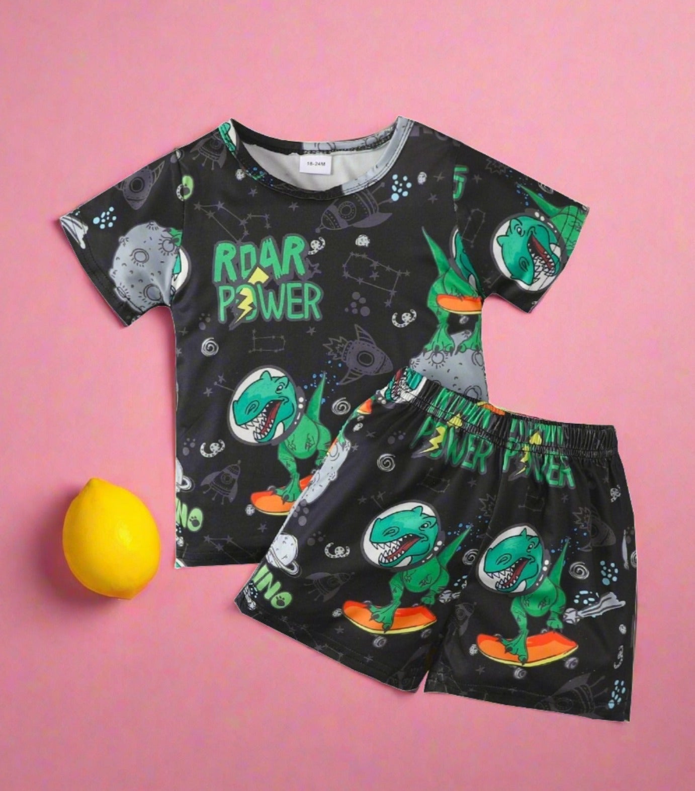 Children's printed letter set with short sleeves