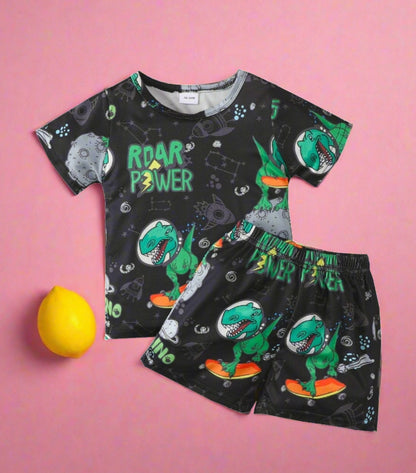 Children's printed letter set with short sleeves