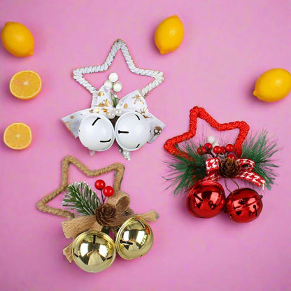Christmas Five-pointed Star Bell Bow Ornaments Decoration
