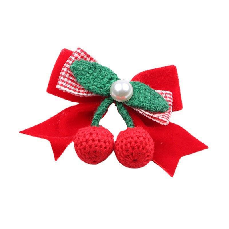 Children's Hair Accessories Red Wool Cherry Hair Tie