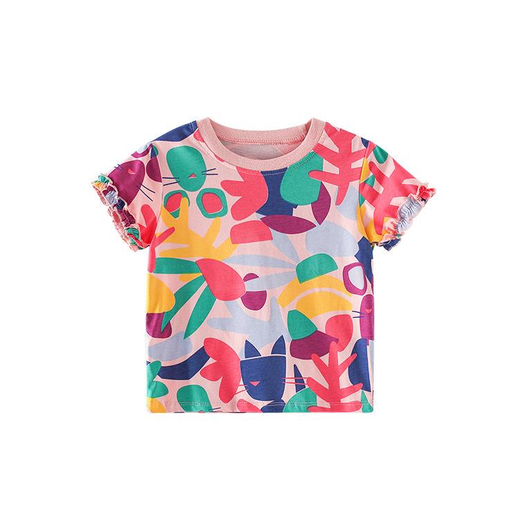 Fashion short sleeve style printed little girl