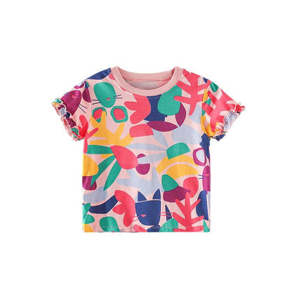 Fashion short sleeve style printed little girl