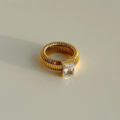 Stainless Steel Elastic Zircon Ring For Women