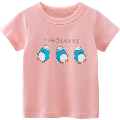 Girls cartoon short sleeve T-shirt