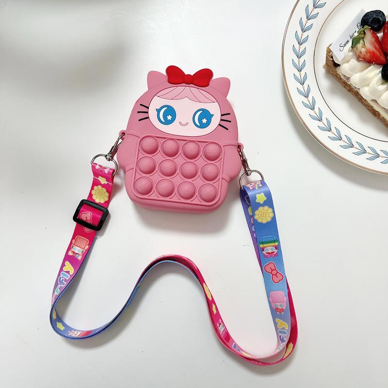 Children's Coin Purse Pink Bow Doll Press Toy