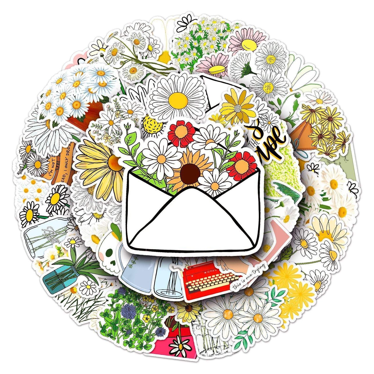 50 Waterproof Daisy Graffiti Stickers