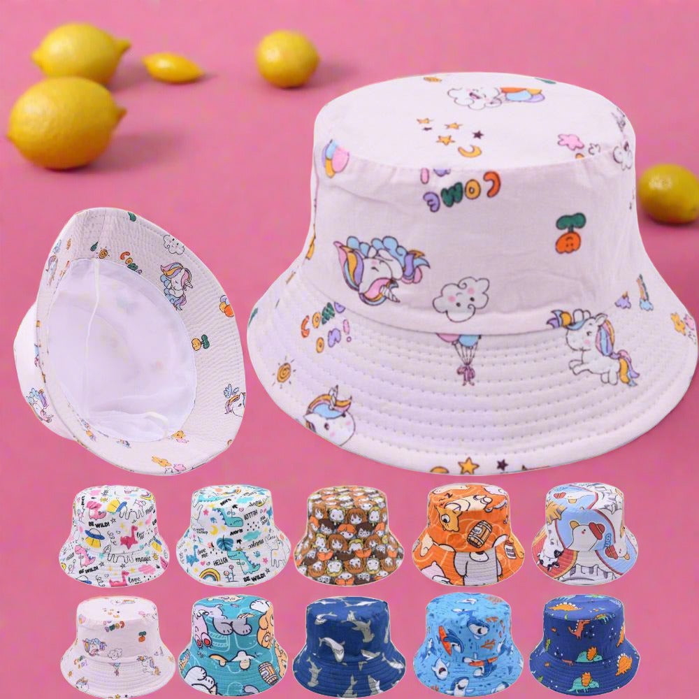 Children's Cartoon Printed Fisherman's Hat