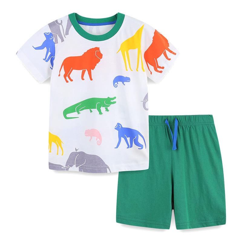 Children's T-shirt Green Pants Knit Short Sleeve Set