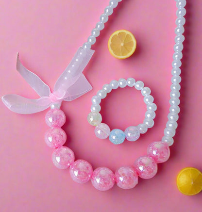 Clothing Ribbon Bow Accessories Children's Necklace Bracelet Set