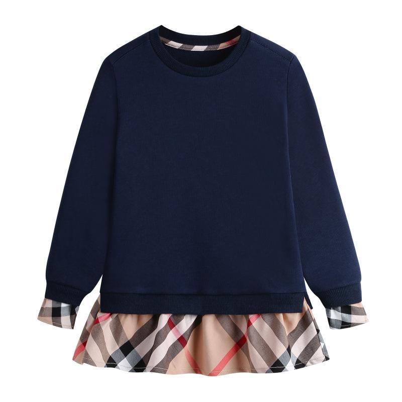 Children's Crewneck Plaid Turtleneck Backing Shirt Sweater