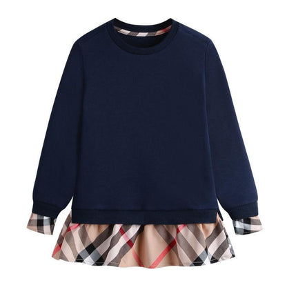 Children's Crewneck Plaid Turtleneck Backing Shirt Sweater