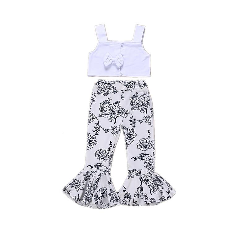 Suspender vest top printed horn pants