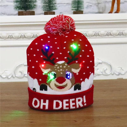 Christmas Decorations Adult Children's Luminous Knitted Christmas Hat