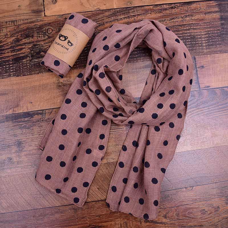 Children's Printed Dot Cotton and Hemp Warm Scarf