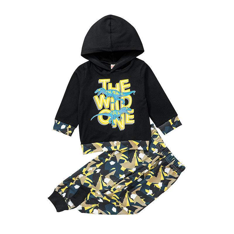 Children's Letter Top Printed Pants Two-Piece Set