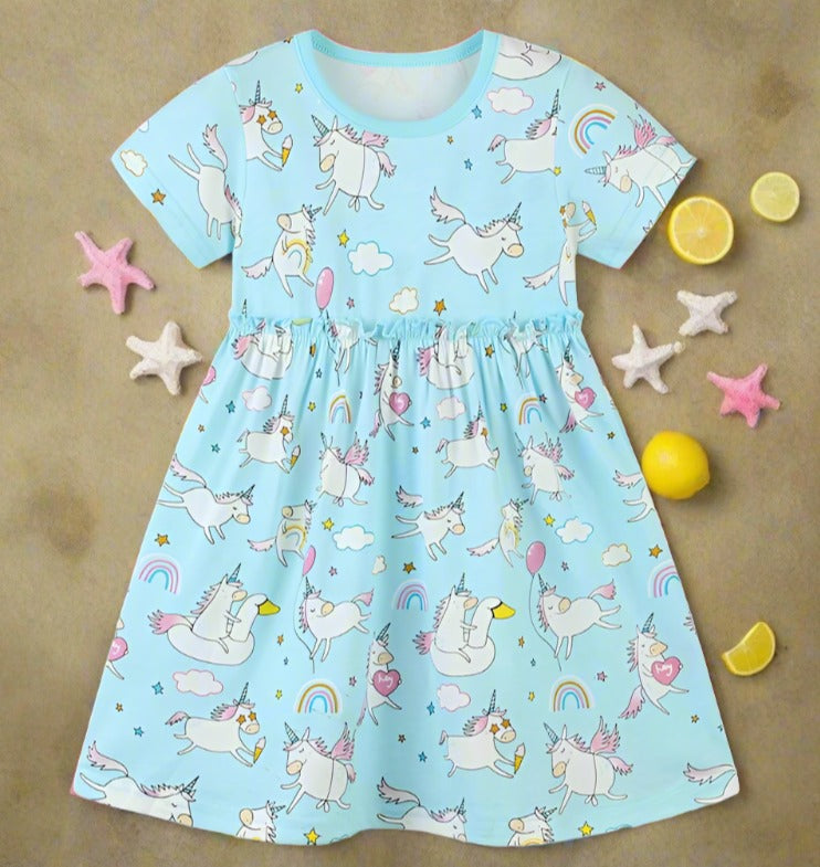 Cotton princess skirt cartoon printed sleeved children's skirt