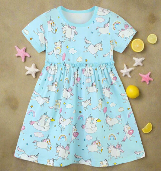 Cotton princess skirt cartoon printed sleeved children's skirt