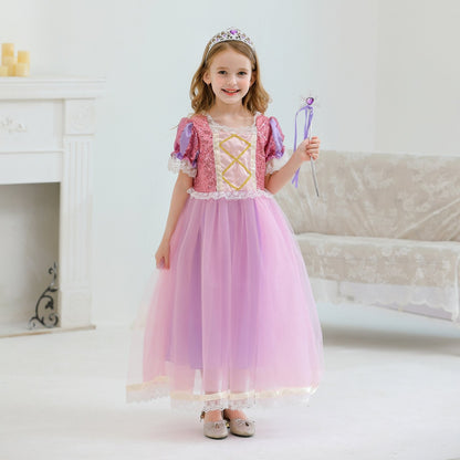 Snow white snow and ice long hair Princess Dress