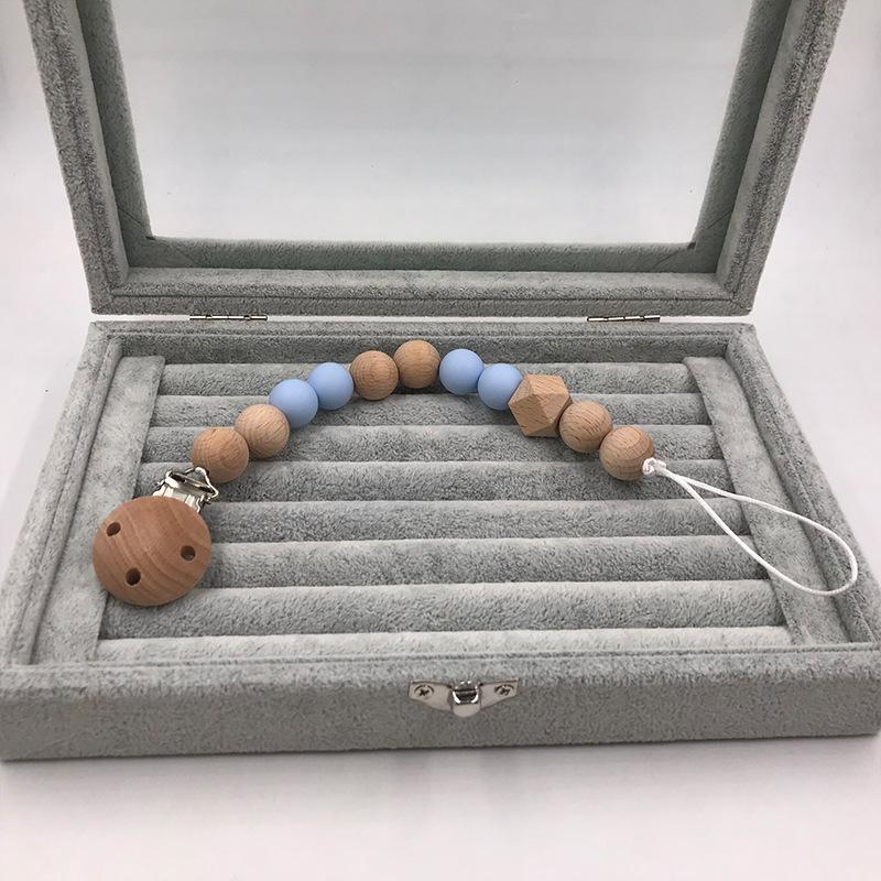 Baby Wooden Pacifier Clip Teether Anti-falling Chain