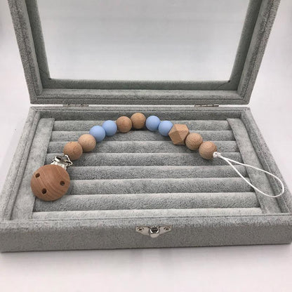 Baby Wooden Pacifier Clip Teether Anti-falling Chain