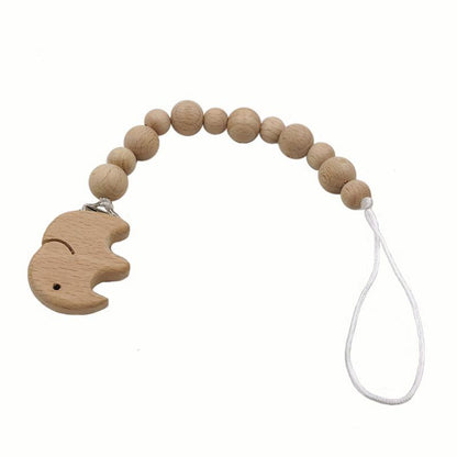 Baby Soothing Nipple Clip Beech Wood Nipple Anti-drop Chain