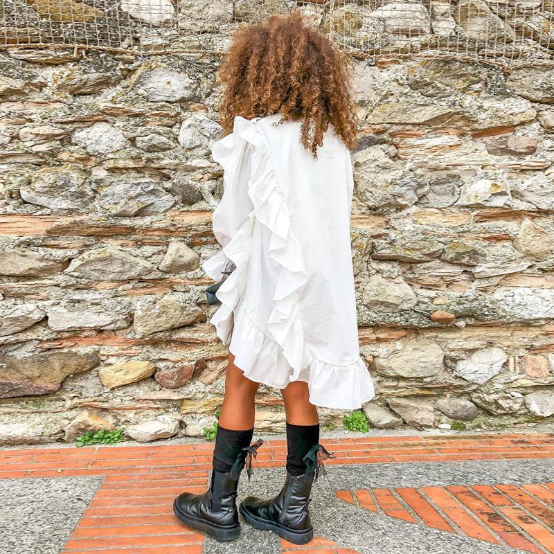 Girl's Long Sleeve Flounce Dress