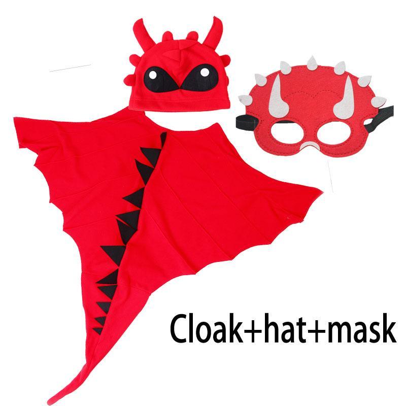 Dinosaur Cape Hat Mask Children Dress Up Halloween Cosplay