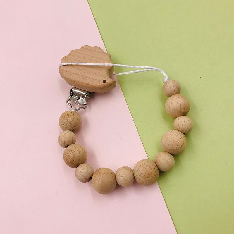 Baby Soothing Nipple Clip Beech Wood Nipple Anti-drop Chain
