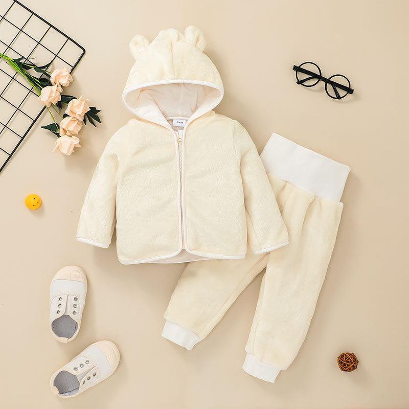 Children's Wear Hooded Zippered Shirt Pants Two-Piece Set