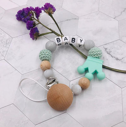 Silicone Crown Pacifier Clip Baby Teether Toy Anti-drop Chain