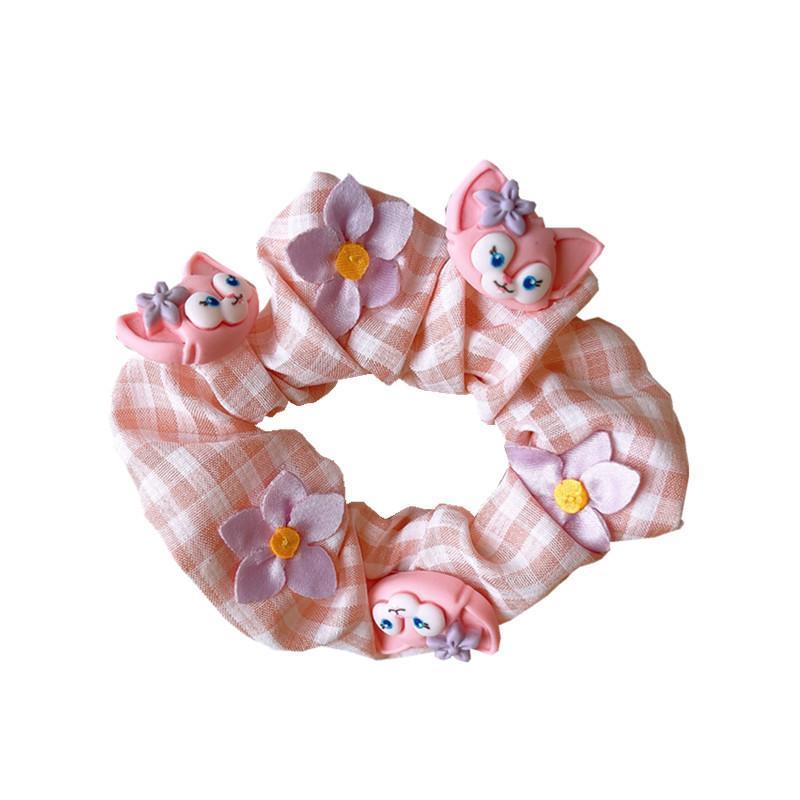 Children's Cartoon Hair Tie Girl's Pink Fabric Hair Rope