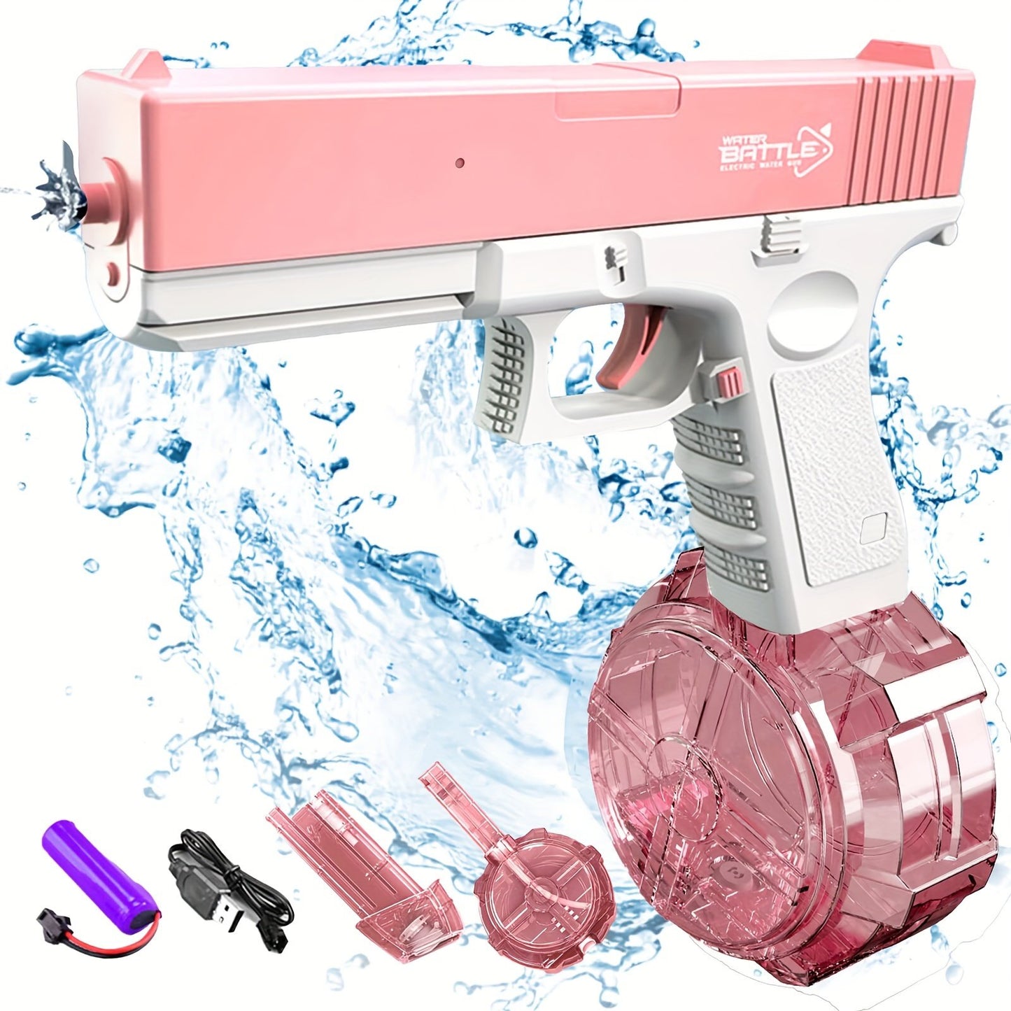 M1911 Glock Electric Water Gun - High-Quality Rechargeable Kids Toy with Large Water Capacity for Summer Games and Fun